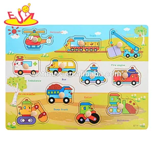 Wholesale teaching aid toy wooden alphabet knob puzzle for sale W14M106