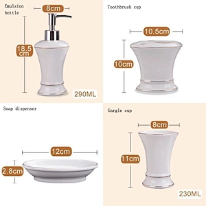 Factory Wholesale Ceramic Bathroom Set Free Sample Bath Bottle European 5pcs Household Porcelain Toilet sets