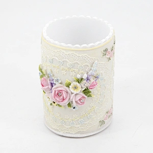 INS Style Rose Flowers Surround Pen Brush Pot Silicone Molds for Plaster Concrete