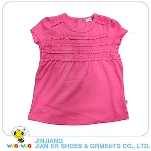 New fashion design cotton soft fabric summer t-shirt for baby girls