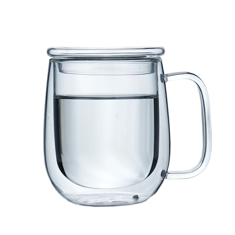 good quality glass coffee and milk mug and double wall tea glass with handle and glass cover