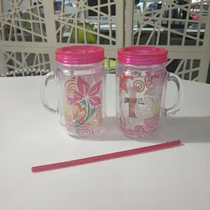 24 OZ Mason Jar Custom Tumbler with Straw and Lid