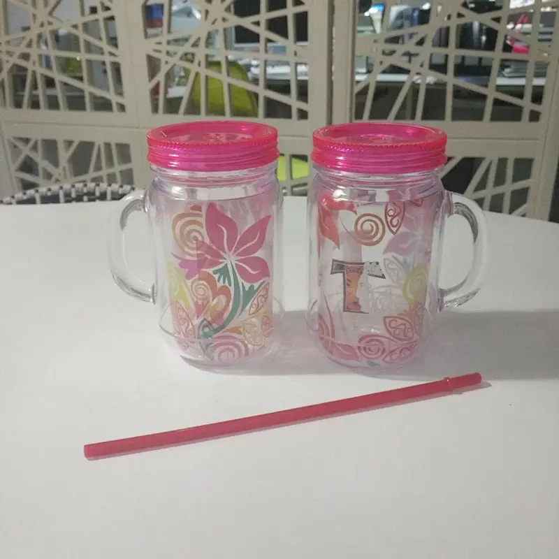 24 OZ Mason Jar Custom Tumbler with Straw and Lid
