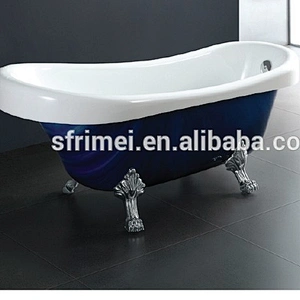 High Quality Classic Blue Color Acrylic Soaking Bathtub Cheap Freestanding Bathtub With Legs