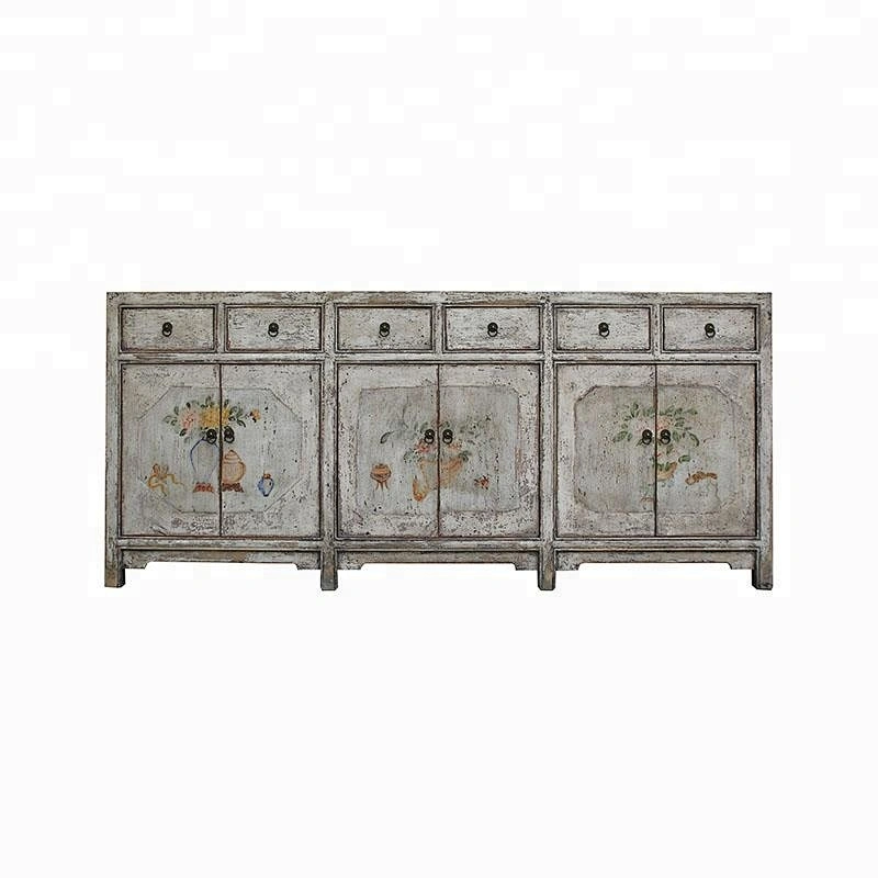 chinese oriental old shabby chic painted buffet sideboard furniture