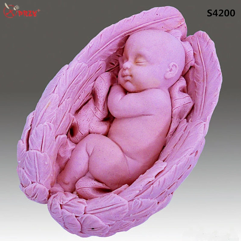 3D baby molds sleeping with Angel wings mold handmade Silicone Soap mould Candle mold Silicone from PRZY