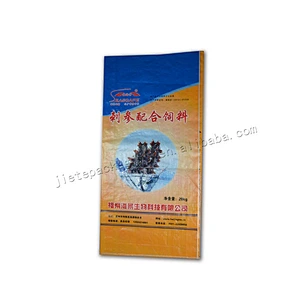 20kg customized design printing plastic pp woven fish feed bag for bran, fishmeal, bean cake, barley