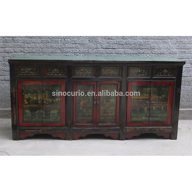 2017 wholesale furniture china chinese antique long sideboard painted furniture use lacquer painting