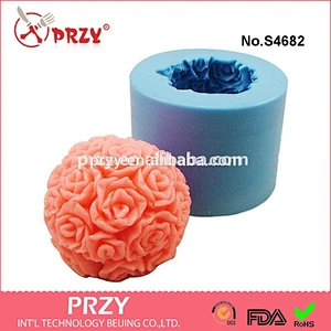 Plant series three-dimensional roses ball candle DIY silicone soap mold