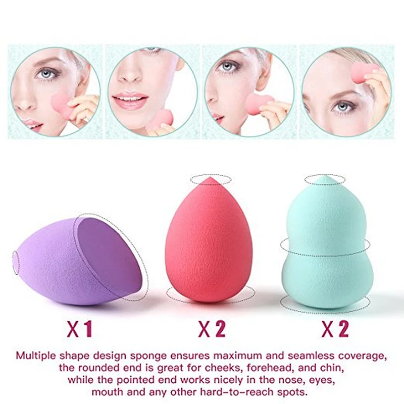 5pc wholesale latex free makeup sponge and case holder