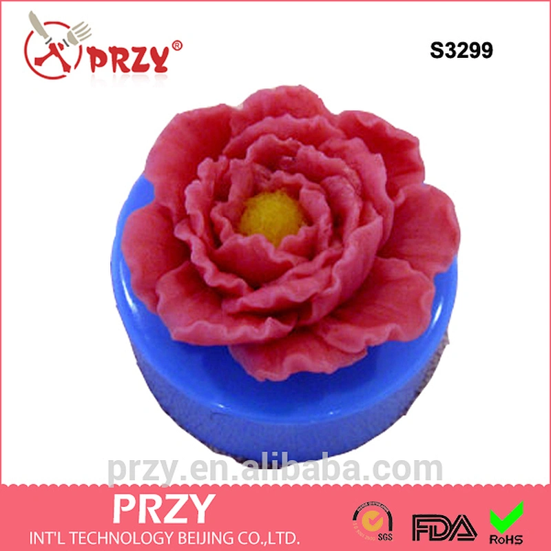 S3299 Decorative Peony flower soap silicone mold Peony flower candle mould for sell