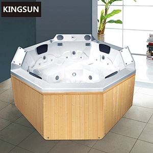 K-8993 Outdoor Whirlpool Massage Wooden Frame Large Octagon Hot Tub