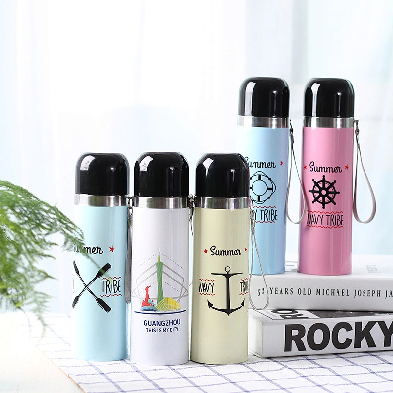 500 ml Cartoon Vacuum Cup Customized Logo Vacuum Flask Stainless Steel Travel Cup Hot Water Bottle for Students