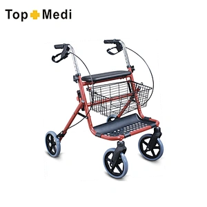 Handle Adjustable Folding Old People Use Forearm Rollator Walker With Seat And Shopping Basket