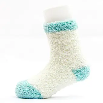 baby colorful double cuff pompoms thick cotton winter socks