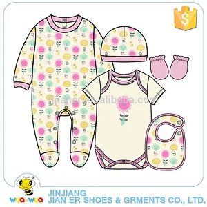 Children baby girl cotton romper and bodysuit clothes clothing set