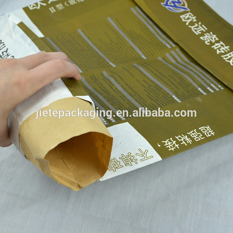 50kg 20kg kraft paper valve bag block bottom with colorful printing for packing putty, tile adhesive