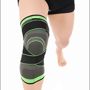 3D knitting knee brace with strip knee support with bandage