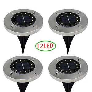 1/4/8PK 8 LED Solar Power Buried disk Light Under Ground Lamp Outdoor Way Garden Deck
