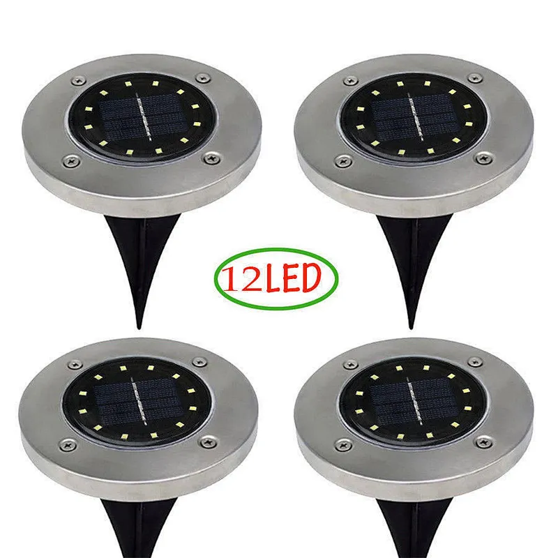 1/4/8PK 8 LED Solar Power Buried disk Light Under Ground Lamp Outdoor Way Garden Deck