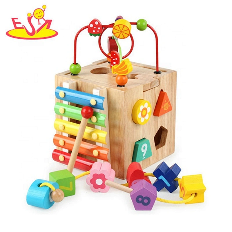 2019 New arrival baby mini wooden activity cube for educational learning W12D158