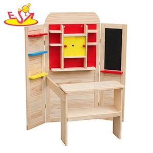 2018 New arrival 2 in 1 wooden puppet stage & shop stall toy for children W10A078