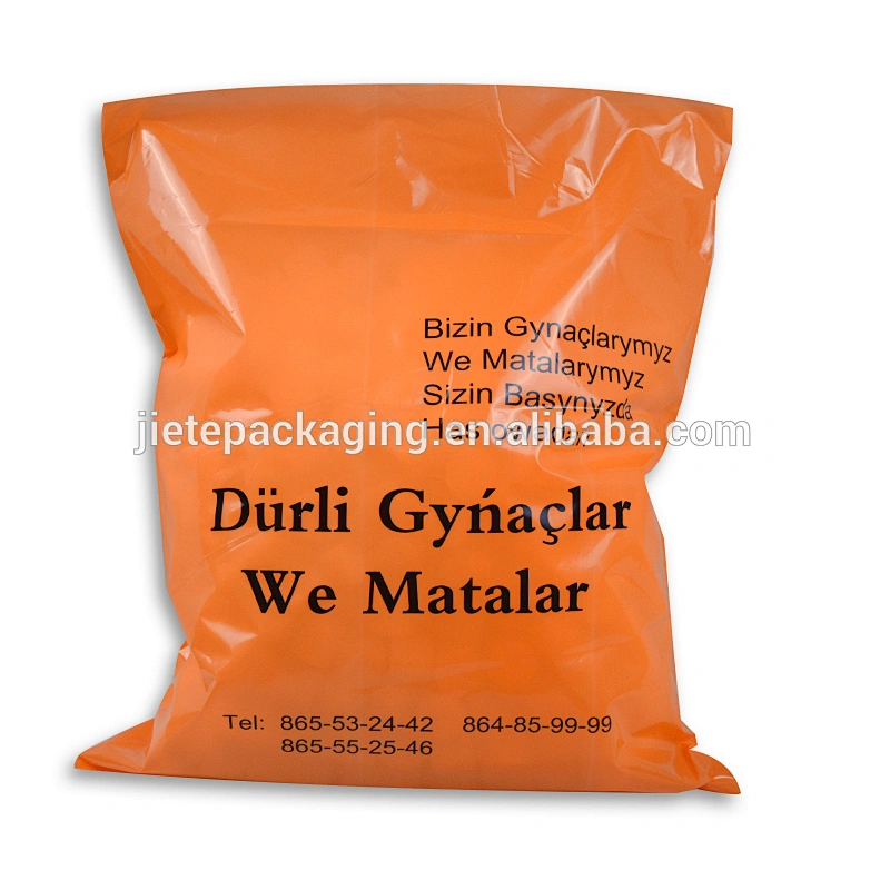 hot sale custom logo orange pe garment plastic packaging bag