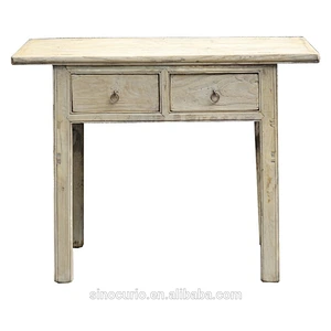 Antique chinese solid wood furniture two drawers natural wall console table