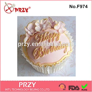 Model F974 High quality happy birthday cake decorating silicone fondant mold for sale