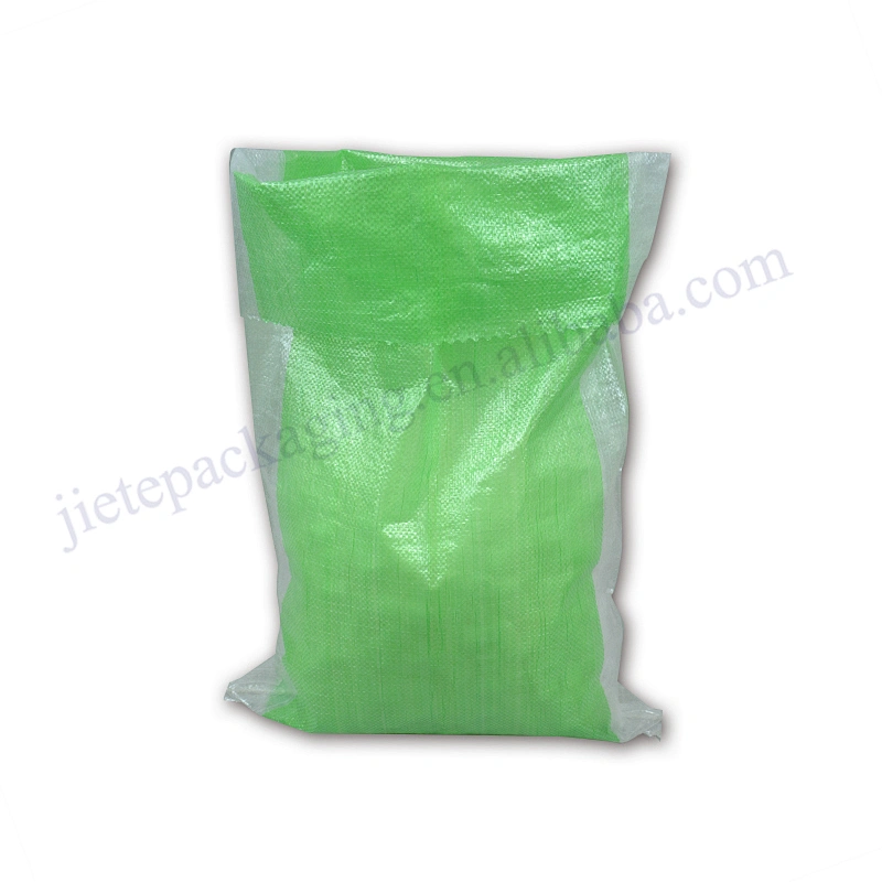 Green and white color transparent plastic pp woven packaging bag for agricultural and industrial