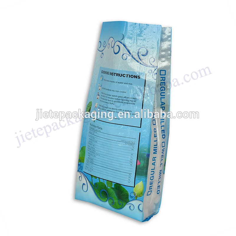 Transparent plastic 10kg bopp laminated pp woven rice packing bag with D cut handle size 35*58cm