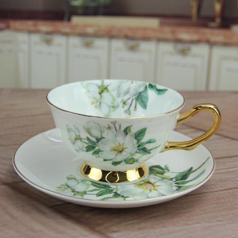 New arrived unbreakable bone china royal ceramic teapot coffee set tea set with gold handle