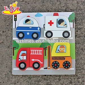 2018 New design educational car shape wooden 3d puzzle toys for kids W14D022