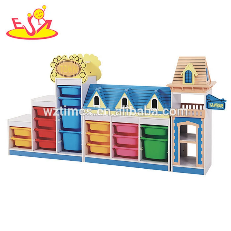 Wholesale kindergarten storage shelf wooden kids toy storage ideas high quality wooden children toy storage ideas W08C187