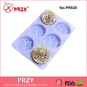 PR525 Round silicone soap mold 6 cavity soap tray silicone mold for soap making