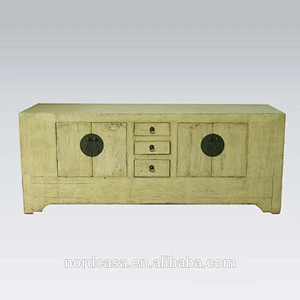 chinese antique reproduction furniture 3 drawer 4 door rustic natural cabinet