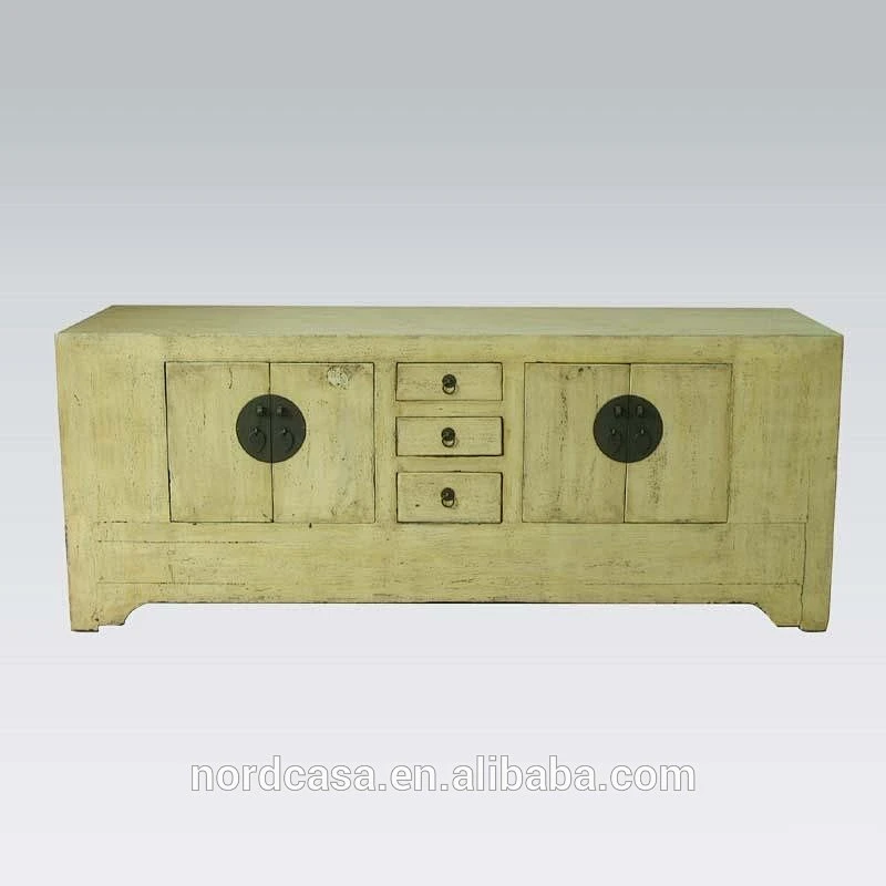 chinese antique reproduction furniture 3 drawer 4 door rustic natural cabinet