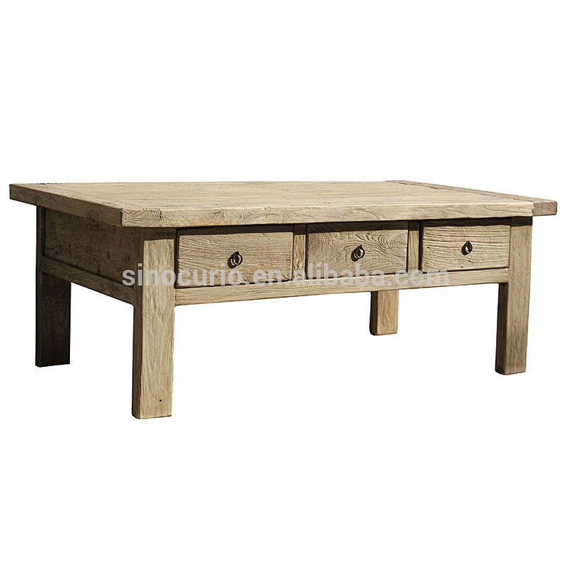 Hot Sale Antique Solid Wooden Square Drawers Coffee table