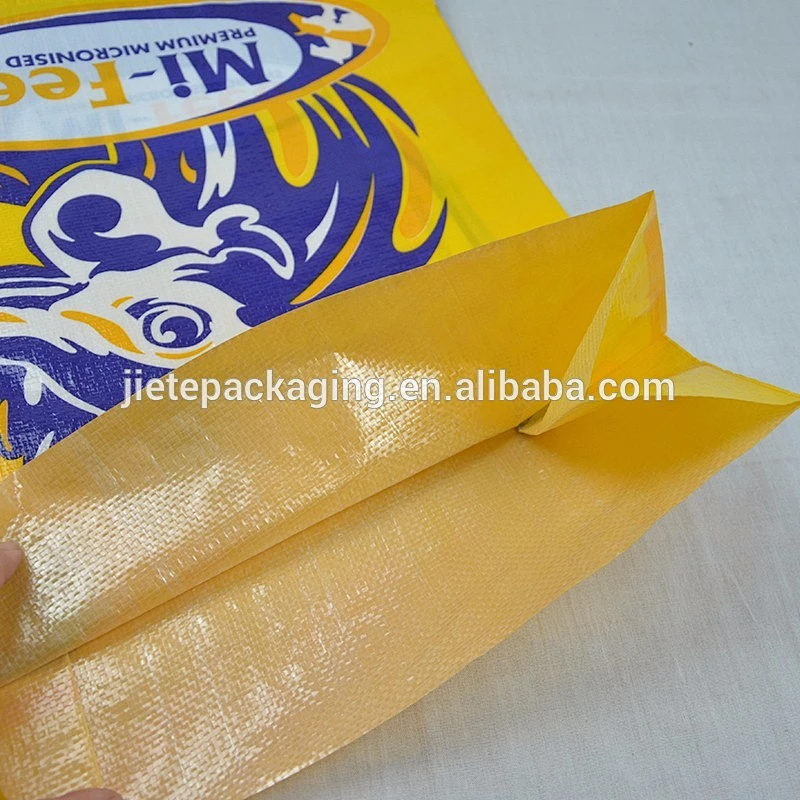 Hot stamping colored surface and plastic ldpe material liner inside pp woven bags packing feedstuff, grain seed 50kg 25kg