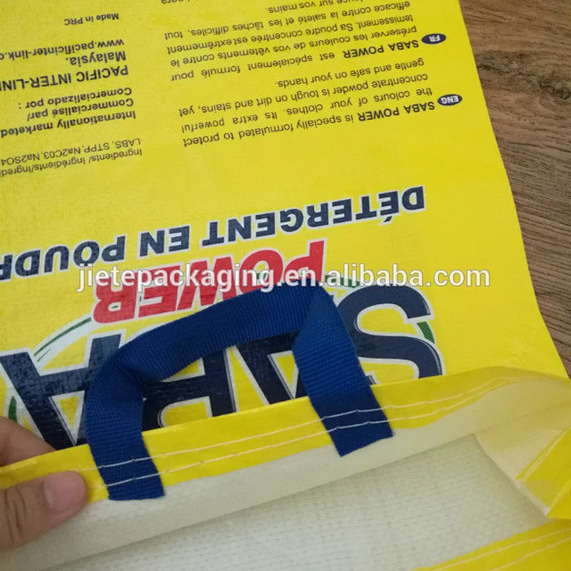 Customized pp woven pouch detergent plastic bag with handle