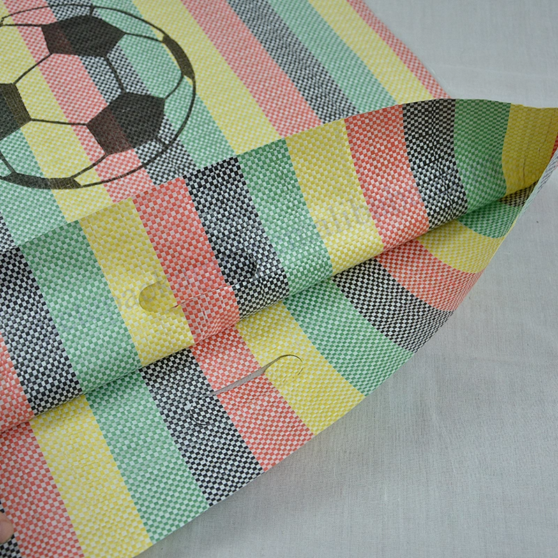 Color strips bopp laminated PP woven shopping bag with D handle