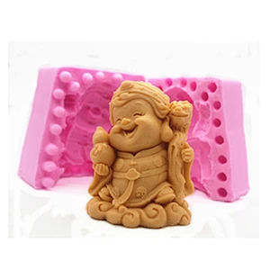 3D Laughing Buddha monk Candle Silicone molds 3D Buddha soap making mold