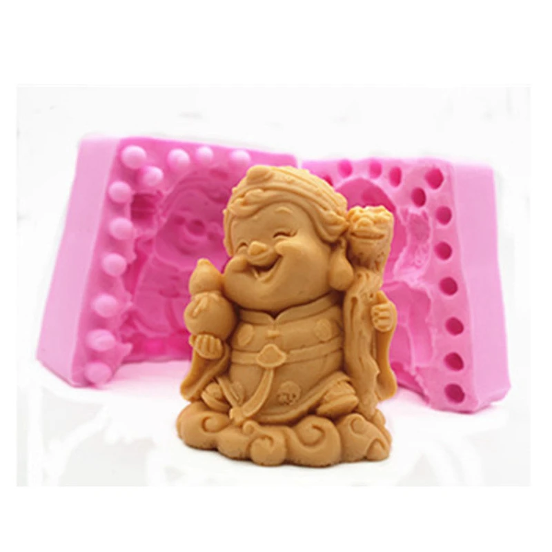 3D Laughing Buddha monk Candle Silicone molds 3D Buddha soap making mold