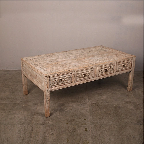 recycle pine wood dry painting antique chinese coffee table