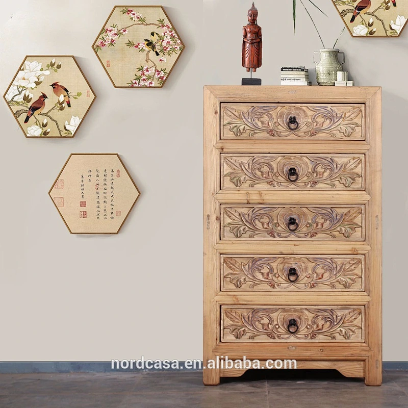 Chinese home decor aged antique furniture living room cabinet