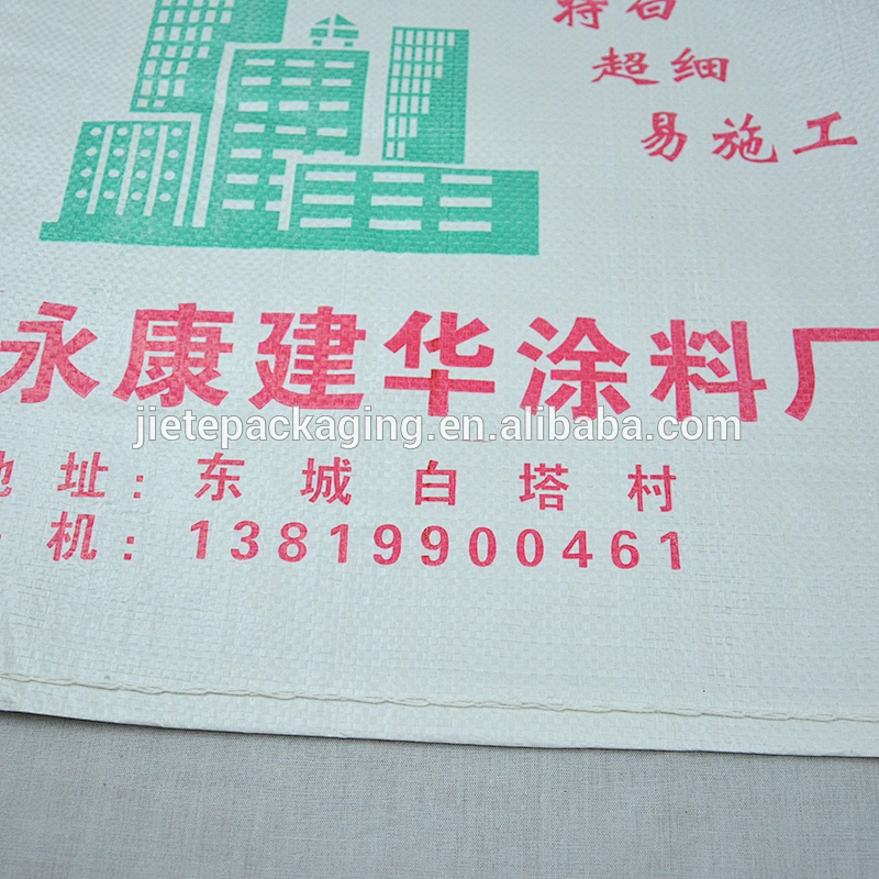 PP woven putty powder, coating, cement, sand bag with color printing with valve port