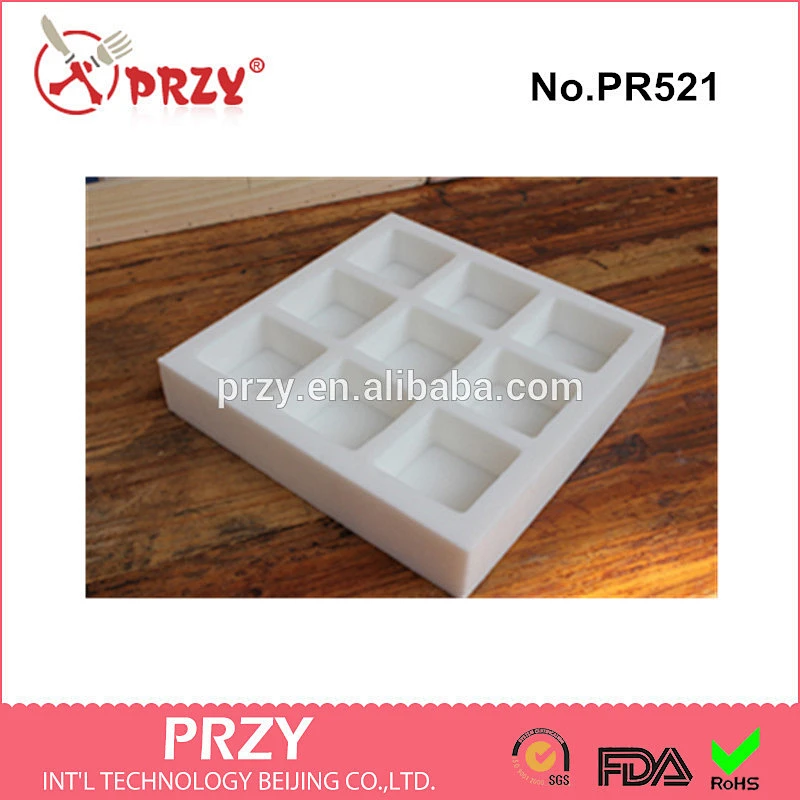 PR521 Handmade soap square 9 hole silicone mold moulds silicone moulds can be customerized