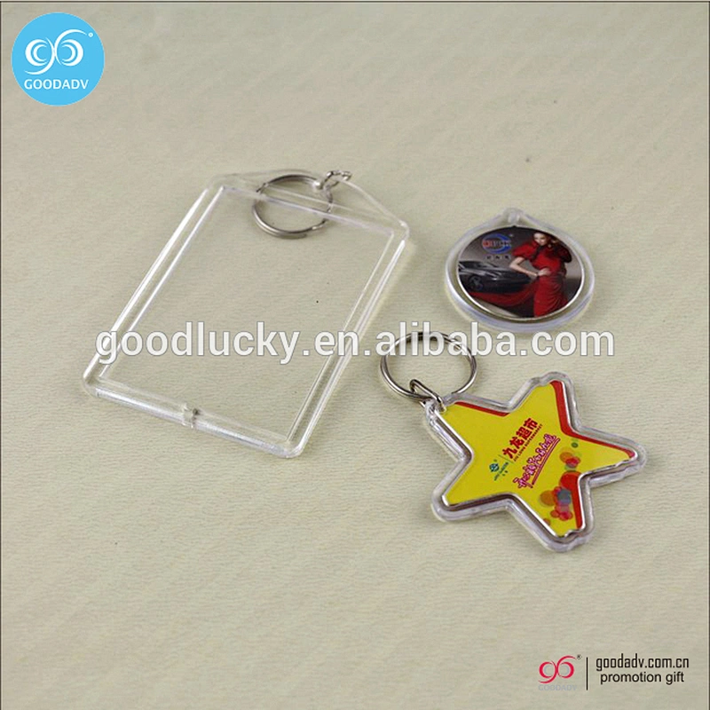 OEM factory promotional gifts plastic keychains tag acrylic blank photo key chains