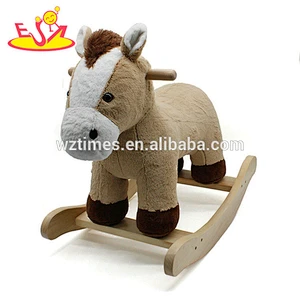 Wholesale baby wooden animal plush toy with rocker W16D113
