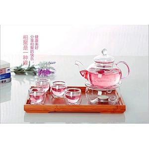 Heat Resistant Glass Drinking Tea Set High Borosilicate Tea Cup Pot Set Customized Logo Gift for Mother's Day